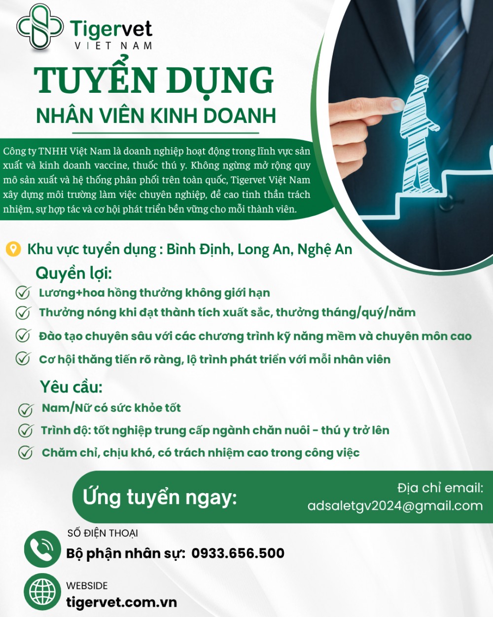 TUYỂN DỤNG NHÂN VIÊN KINH DOANH KHU VỰC: BÌNH ĐỊNH, LONG AN, NGHỆ AN